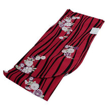 將圖片載入圖庫檢視器 Women&#39;s Washable Two-Shaku-Sleeve Kimono : Japanese Traditional Clothes- Red Curvy Lines Reineckea Carnea Flowers
