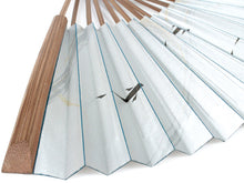 將圖片載入圖庫檢視器 Men&#39;s Telescopic Paper Sensu :Japanese Traditional Folding Fan - Silver Ground Ayu
