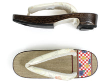 画像をギャラリービューアに読み込む, Ladies&#39; Geta (Japanese Sandals) for Japanese Traditional Kimono/Yukata: Nunobari Beige Tagetes Checkered 23 -24 cm
