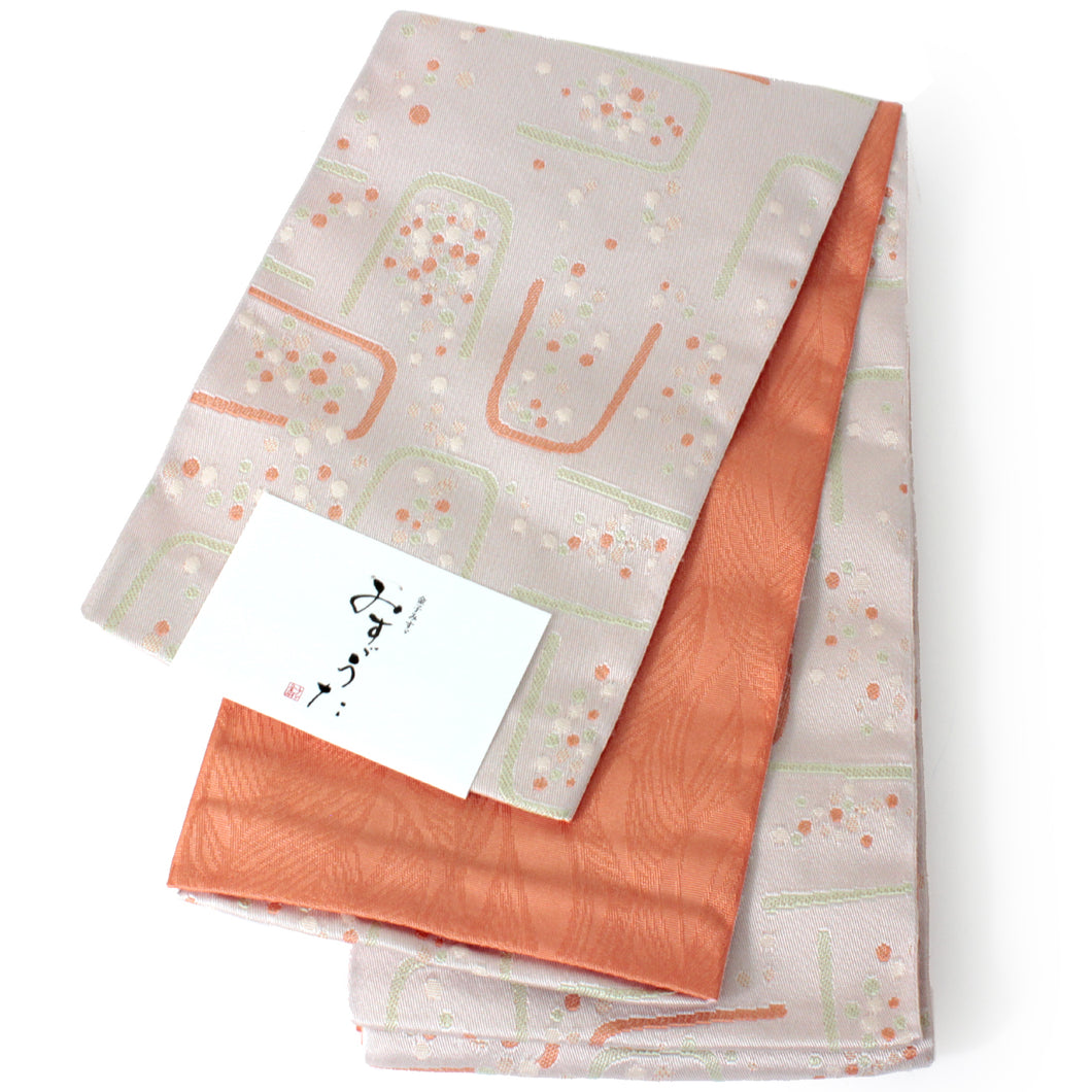 Women's Hanhaba-Obi for Japanese Traditional Kimono - Reversible Long Orange Dream of Kompeito