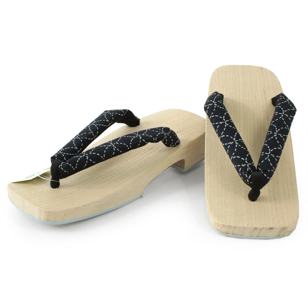 Men's Paulownia Geta (Japanese Sandals) for Japanse Traditional Kimono/Yukata:*Clogs Natural White Wooden Platform Black navy Treasures Pattern Gray Sandal 25 - 27cm