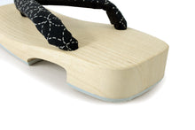 將圖片載入圖庫檢視器 Men&#39;s Paulownia Geta (Japanese Sandals) for Japanse Traditional Kimono/Yukata:*Clogs Natural White Wooden Platform Black navy Treasures Pattern Gray Sandal 25 - 27cm
