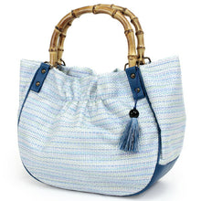 Load image into Gallery viewer, Bamboo Handle Bag - Light Blue x Blue
