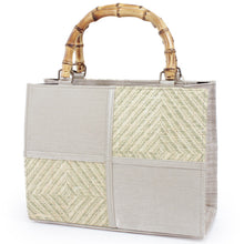 Load image into Gallery viewer, Square Tote Bag - Silver Beige x Yellow Green Checkered
