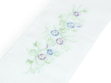 Load image into Gallery viewer, SILLOOK Polyester &quot;ro&quot; Haneri for Japanese Traditional Kimono -  white, Morning glory, embroidery
