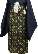 將圖片載入圖庫檢視器 Boy&#39;s Polyester Hakama Set 7 Items  for Japanese Traditional Kimono - Black Treasure Diamond Grid
