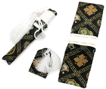 画像をギャラリービューアに読み込む, Boy&#39;s Polyester Hakama Set 7 Items  for Japanese Traditional Kimono - Black Treasure Diamond Grid
