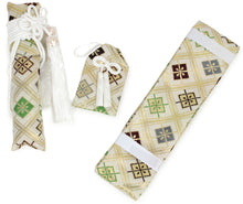 Load image into Gallery viewer, Boy&#39;s Polyester Hakama Set 7 Items  for Japanese Traditional Kimono - Off White Flower Diamond Grid
