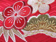 Load image into Gallery viewer, Formal Handbag for Japanese Traditional Clothes : Red White Pine Bamboo Plum Embroidery
