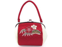 Load image into Gallery viewer, Formal Handbag for Japanese Traditional Clothes : Red White Pine Bamboo Plum Embroidery
