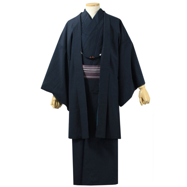 Men's Washable Kimono Haori Jacket 2 Item Set Dark Navy: Japanese Traditional Clothes