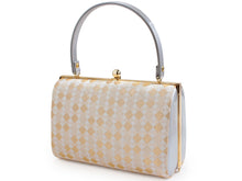画像をギャラリービューアに読み込む, Formal Bag Zori Set: for Japanese Traditional Clothes - Beige White Gold Diagonal Lattice

