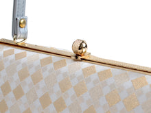 画像をギャラリービューアに読み込む, Formal Bag Zori Set: for Japanese Traditional Clothes - Beige White Gold Diagonal Lattice
