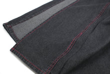 將圖片載入圖庫檢視器 Women&#39;s Unlined Denim Kimono Black with Red Stitches: Japanese Traditional Clothes
