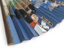 画像をギャラリービューアに読み込む, Men&#39;s Paper Sensu :Japanese Traditional Folding Fan -  Navy Blue Sumo Ukiyoe
