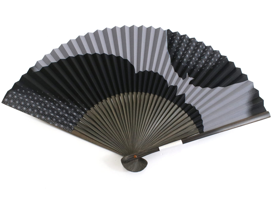 Men's Paper Sensu : Japanese Traditional Folding Fan - Black Bat