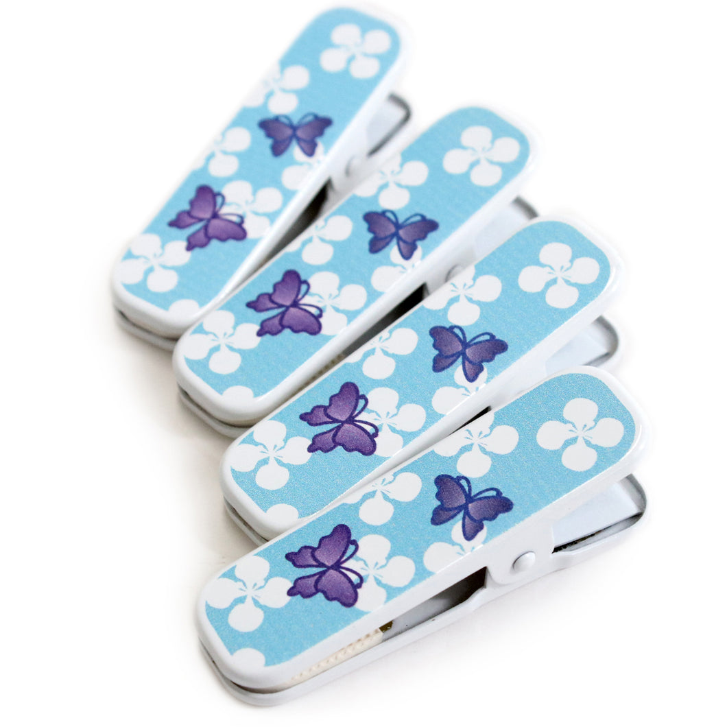 Kimono Clip 4 pcs for Japanese Traditional Clothes: Small - Blue Butterfly