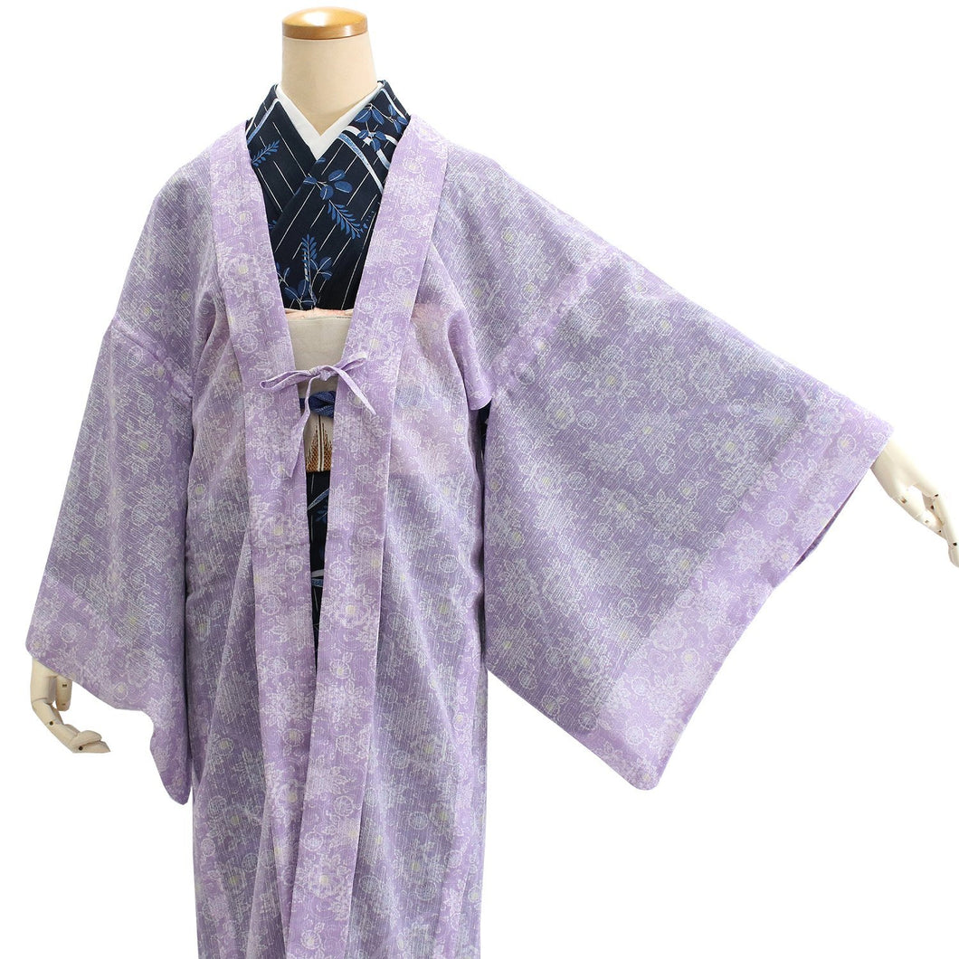 Women's Kimono Haori Jacket Long  for Japanese Traditional Clothes- Purple Arabesque