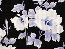 Load image into Gallery viewer, Ladies&#39; Ro Cotton Yukata: Japanese Traditional Clothes  -Black Fuyou Flower HANAE MORI
