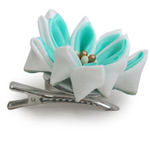 將圖片載入圖庫檢視器 Girls Mint Blue Trim Hair clip  for Japanese Traditional Clothes - Clip with safety pin fringe
