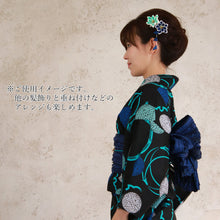 画像をギャラリービューアに読み込む, Girls Mint Blue Trim Hair clip  for Japanese Traditional Clothes - Clip with safety pin fringe
