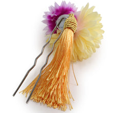 Load image into Gallery viewer, Hair accessory Corsage Tassel  for Japanese Traditional Clothes - Yellow x Purple Flower
