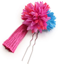 画像をギャラリービューアに読み込む, Hair accessory  for Japanese Traditional Clothes - Pink x Blue flower Corsage Tassel
