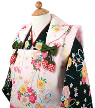 Load image into Gallery viewer, Girl&#39;s Formal Kimono 7 Item Set : Japanese Traditional Clothes- Black Pink Flower
