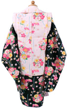 將圖片載入圖庫檢視器 Girl&#39;s Formal Kimono 7 Item Set : Japanese Traditional Clothes- Black Pink Flower
