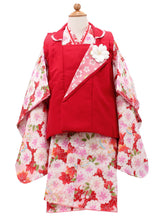 將圖片載入圖庫檢視器 Girl&#39;s Formal Kimono 7 Item Set : Japanese Traditional Clothes- Red Cherry Blossom Temari ball
