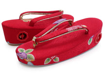 画像をギャラリービューアに読み込む, Girl&#39;s Formal Silk Kimono 7 Item Set : Japanese Traditional Clothes- Red x Flowers

