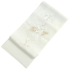画像をギャラリービューアに読み込む, Embroidery Haneri Crepe  for Japanese Traditional Kimono -White × Gold for Aawase
