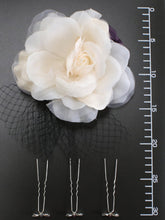 將圖片載入圖庫檢視器 Flower Ribbon Hair Accessory 4 Items for Japanese Traditional Clothes   - White Rose &amp; Ribbons rhinestone
