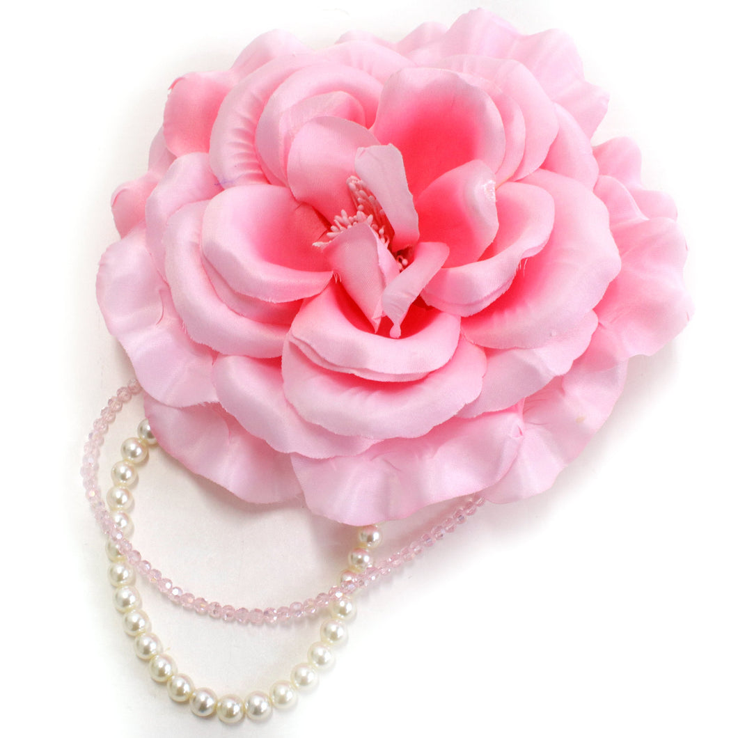 Hair Accessories Clip  for Japanese Traditional Clothes  -Pink Rose Pearl Beads 