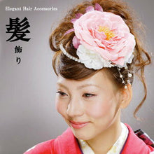 將圖片載入圖庫檢視器 Hair Accessories Headband Clip 2 Piece Set  for Japanese Traditional Clothes -Pink Rose Pearl Beads
