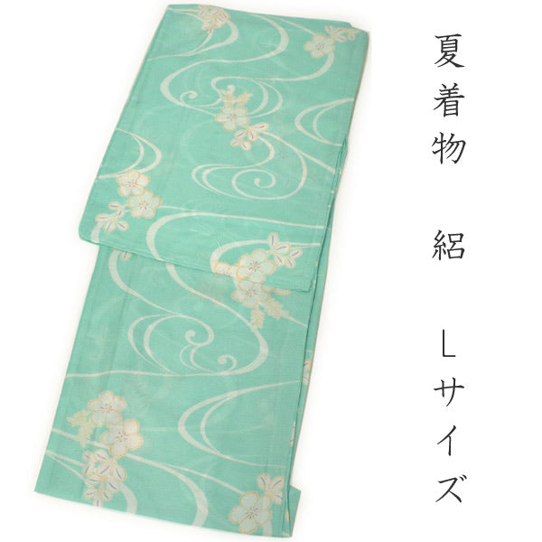 Ladies' Summer Kimono Unlined Mint Green Running Water Nadeshiko L size