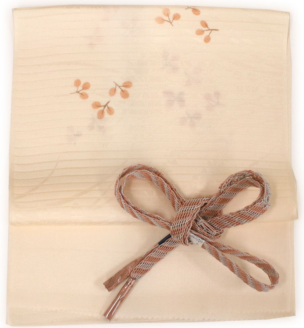 Silk Obiage Obijime 2 Item Set: for Japanese Traditional Kimono - Light Orange