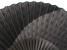 將圖片載入圖庫檢視器 Men&#39;s Cotton Linen Sensu :Japanese Traditional Folding Fan &amp; Fan Bag 2 Piece Set - gray linen leaf
