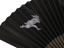 將圖片載入圖庫檢視器 Men&#39;s Paper Sensu :Japanese Traditional Folding Fan -  hand-printed black choju-giga
