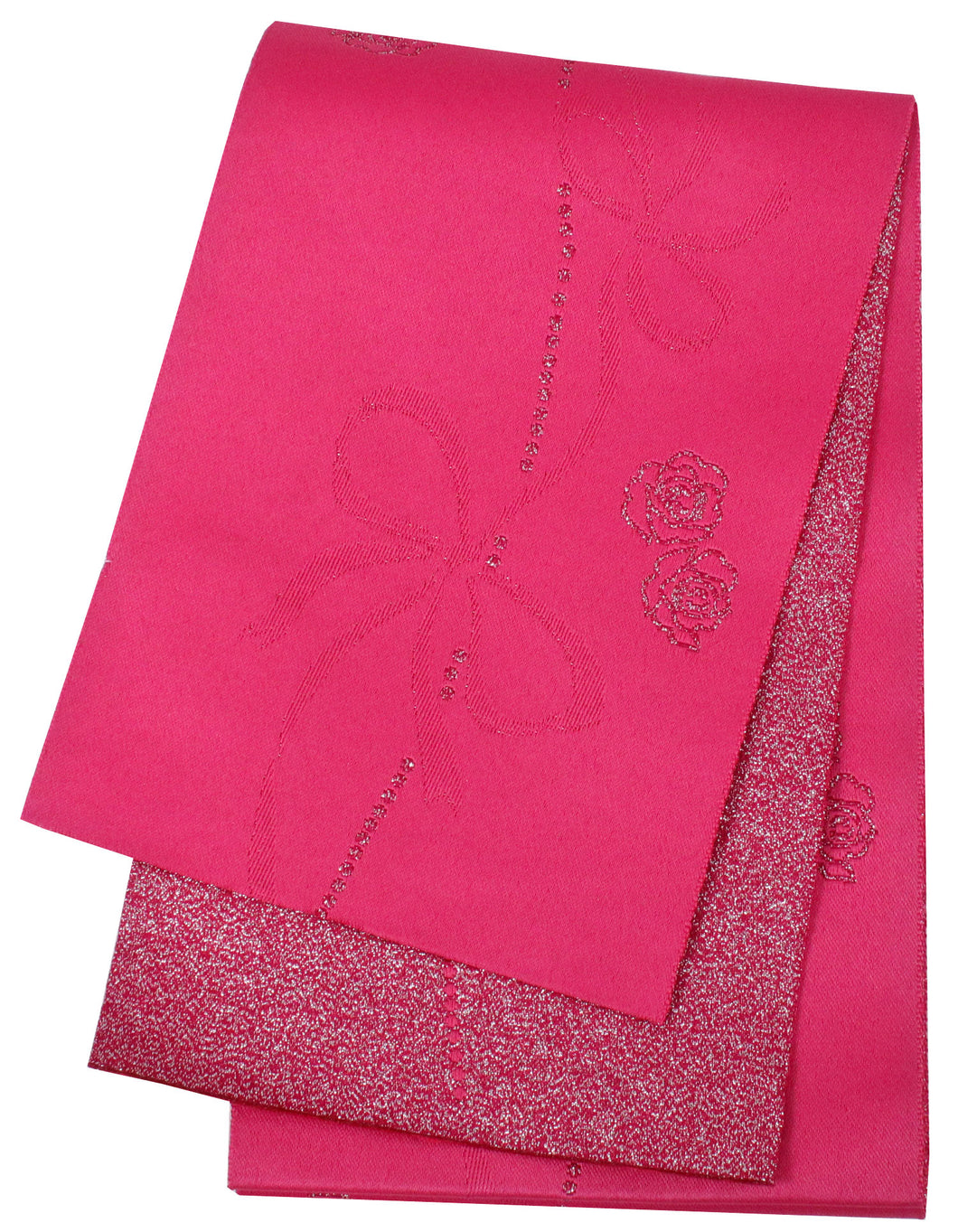 Women's Hanhaba-Obi for Japanese Traditional Kimono - Pink Rose Ribbon