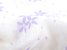 画像をギャラリービューアに読み込む, Silk Obiage Sha Leno for Japanese Traditional Kimono - White Purple Flowers
