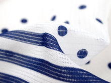 將圖片載入圖庫檢視器 Silk Obiage Sha Leno for Japanese Traditional Kimono - White x Blue Stripe Dot

