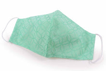 Load image into Gallery viewer, Sankatsu Yukata Cloth Cotton 3D Face Mask -Mint Green Base Japanese Cloisonne Pattern
