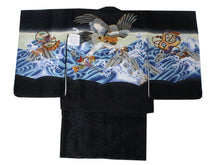Load image into Gallery viewer, Boy&#39;s Kimono Haori Jacket Nagajyuban 3 Set Black: Japanese Traditional Clothes
