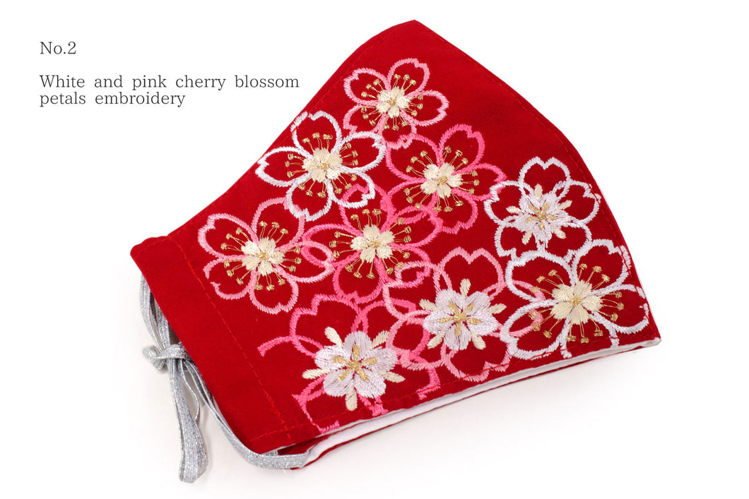 Red Color Embroidery 3D Face Mask With Mask Charm - 7 Design Choices