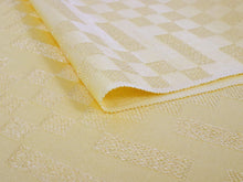 將圖片載入圖庫檢視器 Silk Obiage Tango-chirimen for Japanese Traditional Kimono - Cream Yellow Grid
