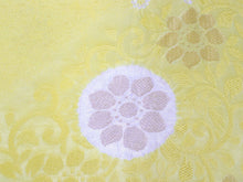 Load image into Gallery viewer, Silk Obiage Tango-chirimen for Japanese Traditional Kimono - Yellow Chrysanthemum Arabesque
