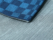 画像をギャラリービューアに読み込む, Men&#39;s Washable Obi Belt Reversible  for Japanese Traditional Kimono:  Navy blue Check x Light Gray Stripe
