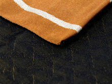 將圖片載入圖庫檢視器 Men&#39;s Washable Obi Belt Reversible  for Japanese Traditional Kimono:  Wavy Line Pattern Yellow x Dark Brown
