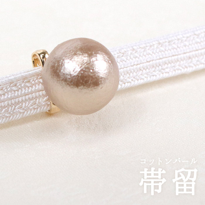 Obidome Cotton Pearl  for Japanese Traditional Kimono - Gold 14mm